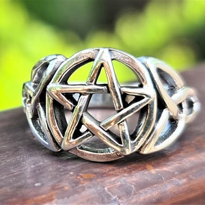 Pentagram Ring 925 Sterling Silver Star Pentacle Sacred Symbols Occult Talisman Protective Amulet Exclusive Gift