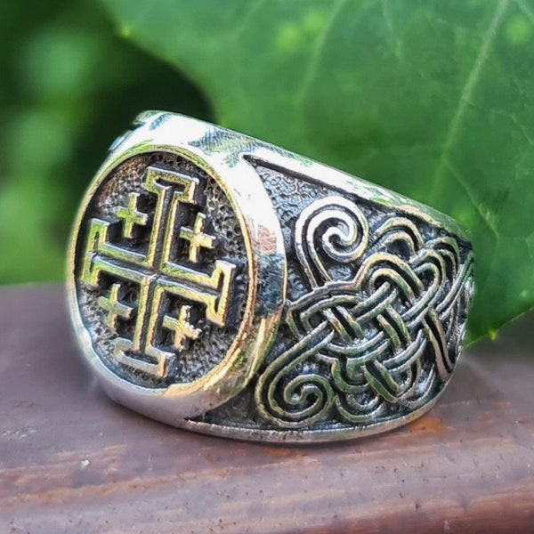 Jerusalem Cross Ring 925 STERLING SILVER 925 Heraldic Cross Kingdom of Jerusalem Unisex Ring