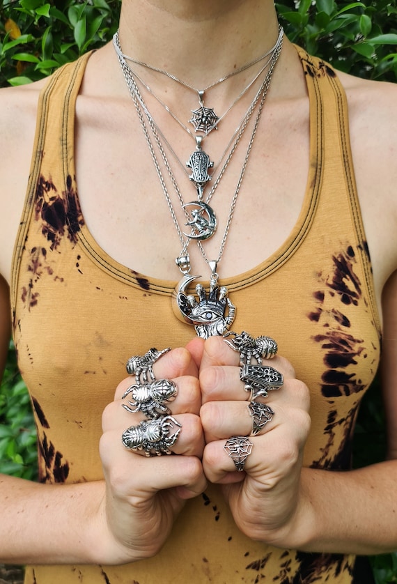 送料無料 通販 激安 Spider Giant Ring Spider Jumping Large Silver Sterling 925 シルバー