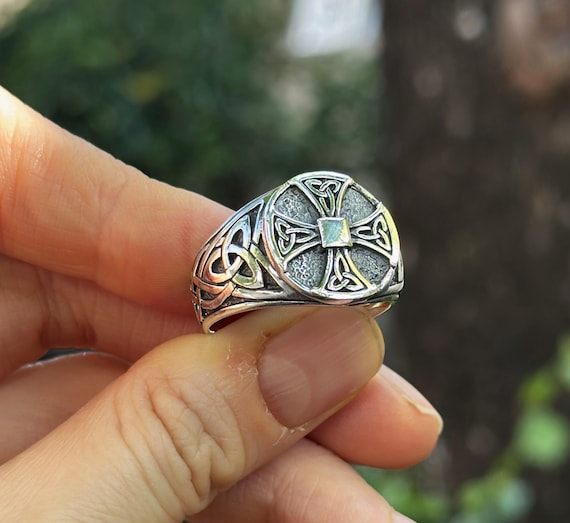 Canterbury Cross Ring 925 Sterling Silver Celtic Knot Cross Sacred