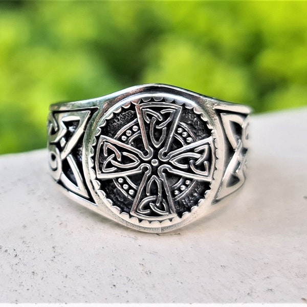 Celtic Cross Ring 925 Sterling Silver Trinity Celtic Knot Sacred Symbol Viking Talisman Amulet