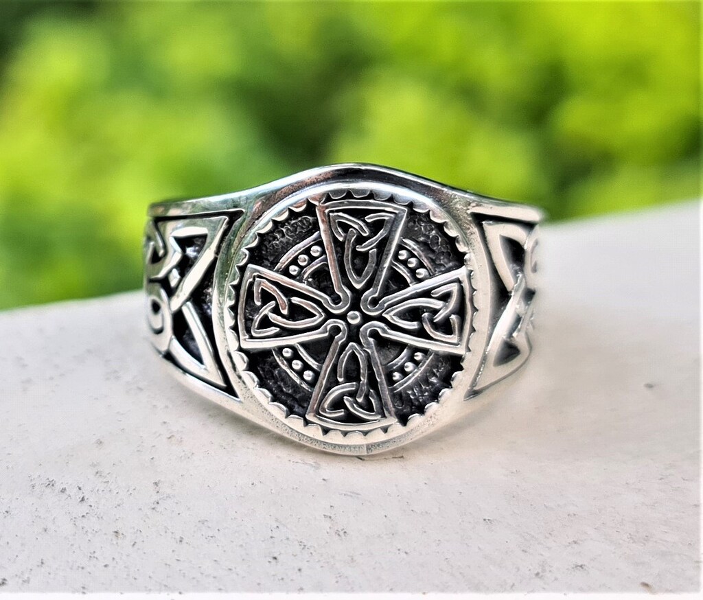 NKlaus Orecchino Singolo Celtico Gotico In Argento 925 Massiccio - Diametro 20mm, Modello 7266, Gioiello Unisex