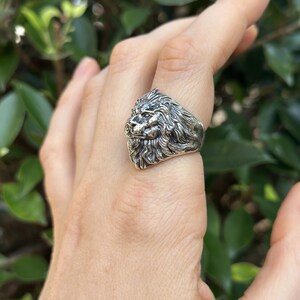 Lion Ring 925 STERLING SILVER Massive LION Head Royal Power Leo Lion King Royal Talisman image 9