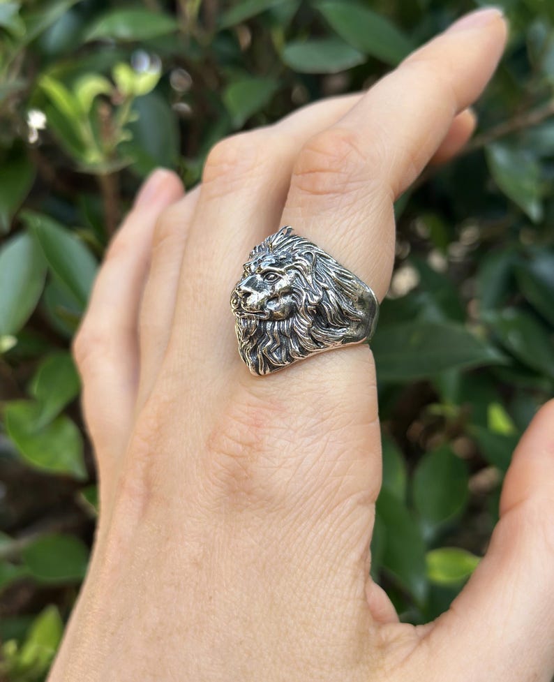 Lion Ring 925 STERLING SILVER Massive LION Head Royal Power Leo Lion King Royal Talisman image 9