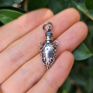 Perfume Bottle Pendant STERLING SILVER 925 Amphora Shape Locket Fragrance Perfume/Essential Oil 3D Locket/Pendant Minimalist Urn image 6