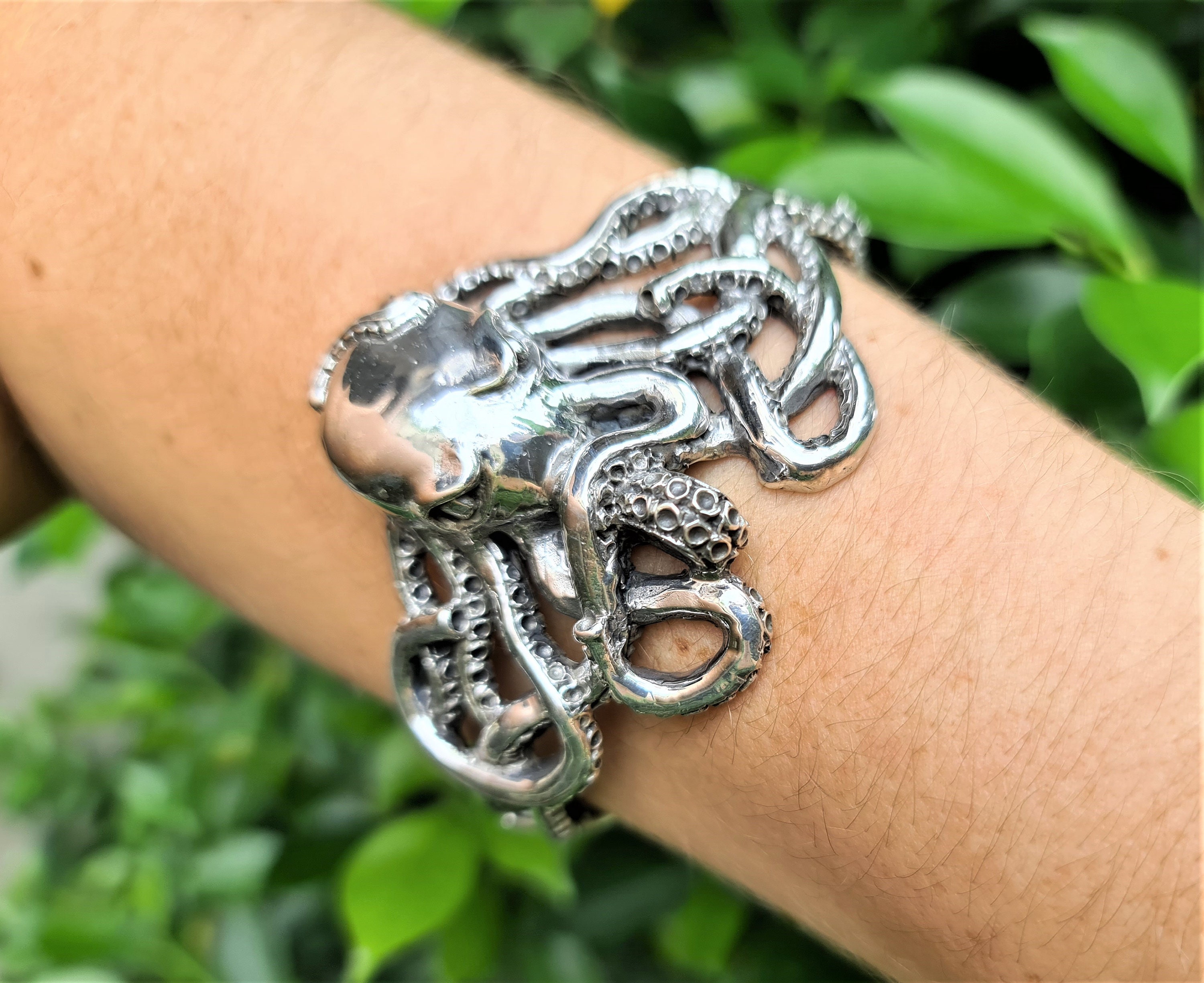 OCTOPUS Bracelet 925 Sterling Silver Octopus Cuff Ocean Sea Etsy
