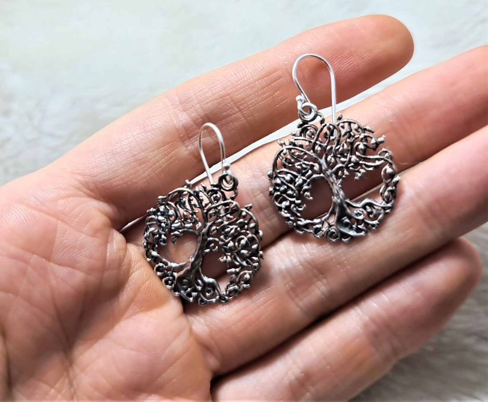 Tree of Life Earrings 925 Sterling Silver Sacred Celtic Tree Symbol ...