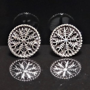 Helm of Awe Stud Earrings STERLING SILVER 925 Icelandic magical stave Aegishjalmur Talisman Protective Amulet Sacred Symbol