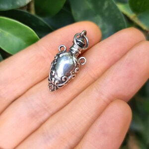 Perfume Bottle Pendant STERLING SILVER 925 Amphora Shape Locket Fragrance Perfume/Essential Oil 3D Locket/Pendant Minimalist Urn image 4