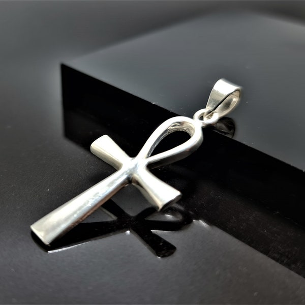 Pendentif Ankh en argent sterling 925, clé de vie égyptienne croix symbole sacré talisman amulette pendentif breloque en argent