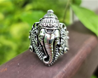 Ganesh Ring STERLING SILVER 925 Great Ganesha Lord of Success Wealth Wisdom Om Ganapati Talisman Amulet Good Luck