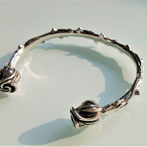 Rose Bracelet STERLING SILVER 925 Rose&#39;s Thorns Exclusive Design Size Adjustable
