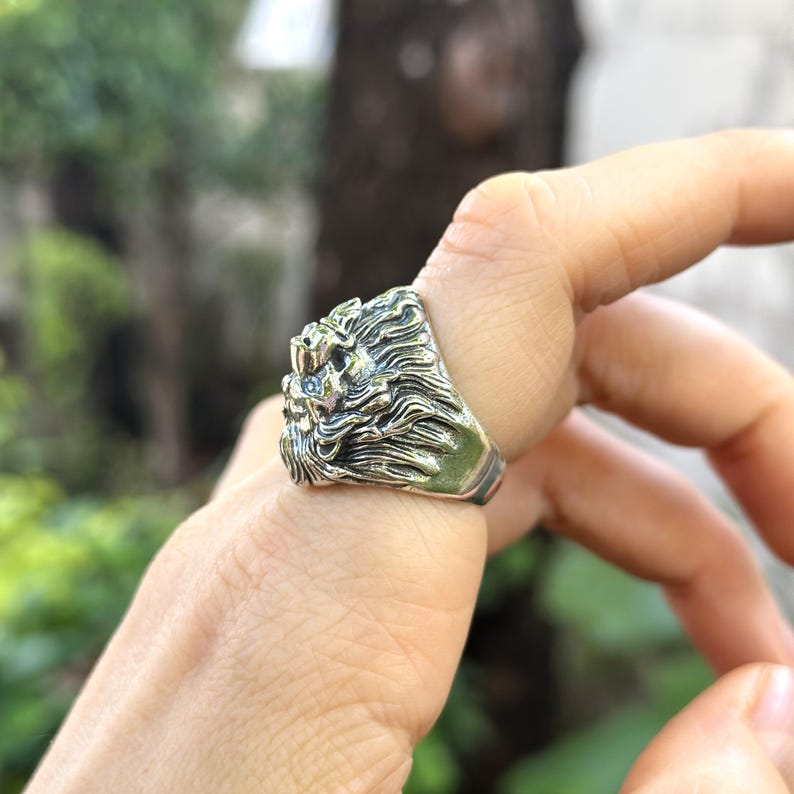 Lion Ring 925 STERLING SILVER Massive LION Head Royal Power Leo Lion King Royal Talisman image 7