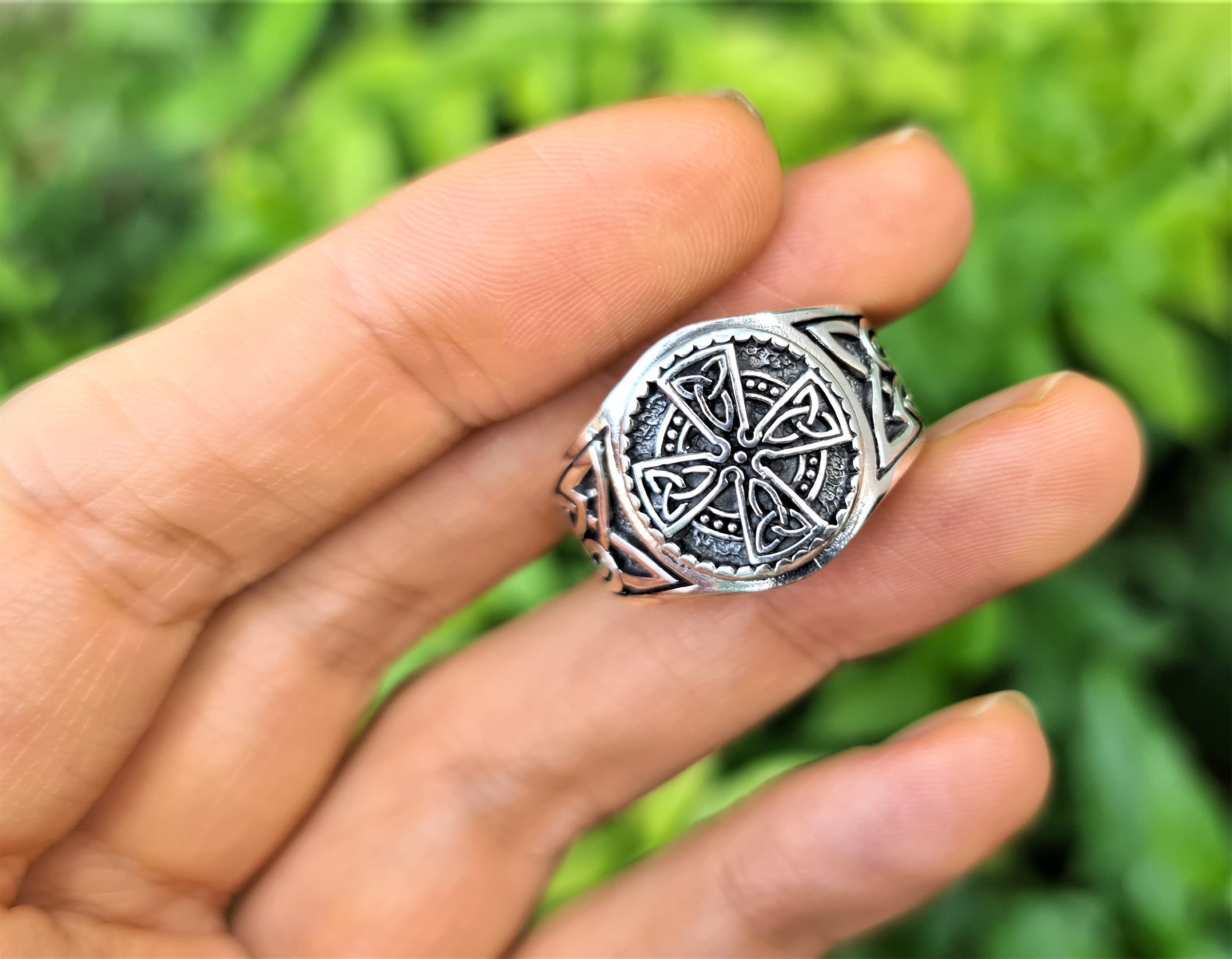 Anello Vichingo In Argento Sterling 925 Con Rune E Nodo Celtico | Gioiello Regolabile Uomo Donna - 2