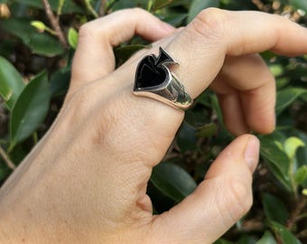 Ace of Spades Ring 925 STERLING SILVER Winner Lucky Good Luck