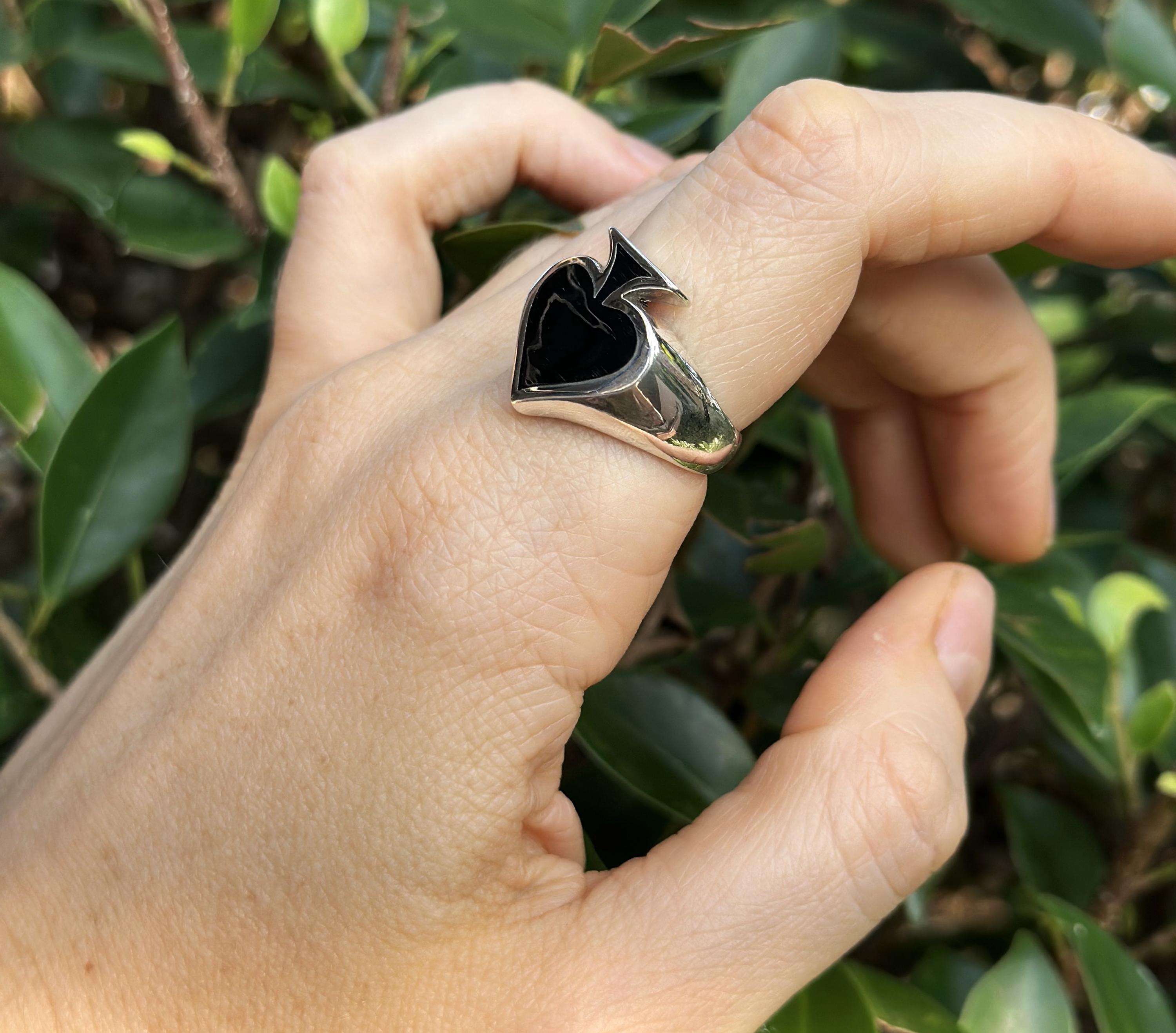 Ace of Spades Ring 925 STERLING SILVER Winner Lucky Good Luck