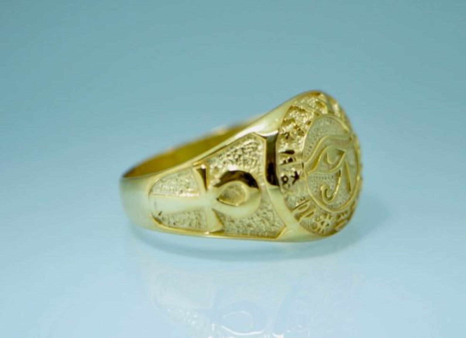 Eye of Horus Ring Egyptian Ankh Gold Plating Pure Solid 925 - Etsy