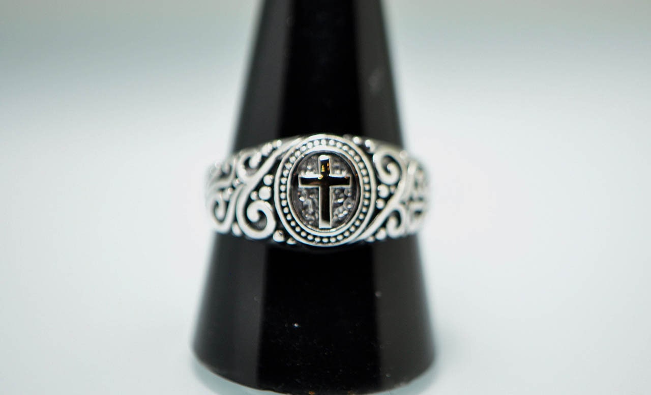 Cross Ring 925 Sterling Silver Holy Cross Signet Christian Talisman Amulet