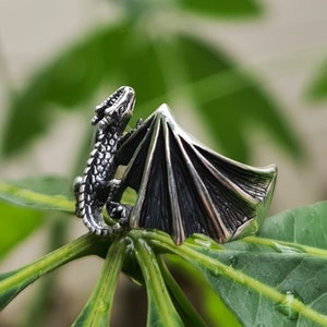 Dragon Ring Sterling Silver 925 Dragon in the Flight Mythological Creature European Dragon Handmade Silver Ring