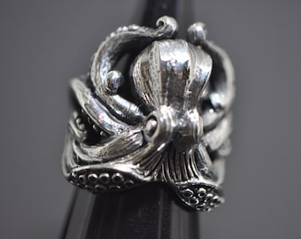 Massive OCTOPUS RING 925 Sterling Silver Ocean Sea Creature Tentacle Animal Talisman Exclusive Gift Heavy 21 grams