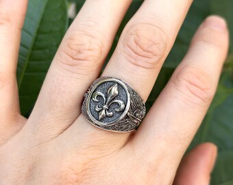 Fleur De Lis Ring 925 STERLING SILVER Royal Lily Archangel Michael