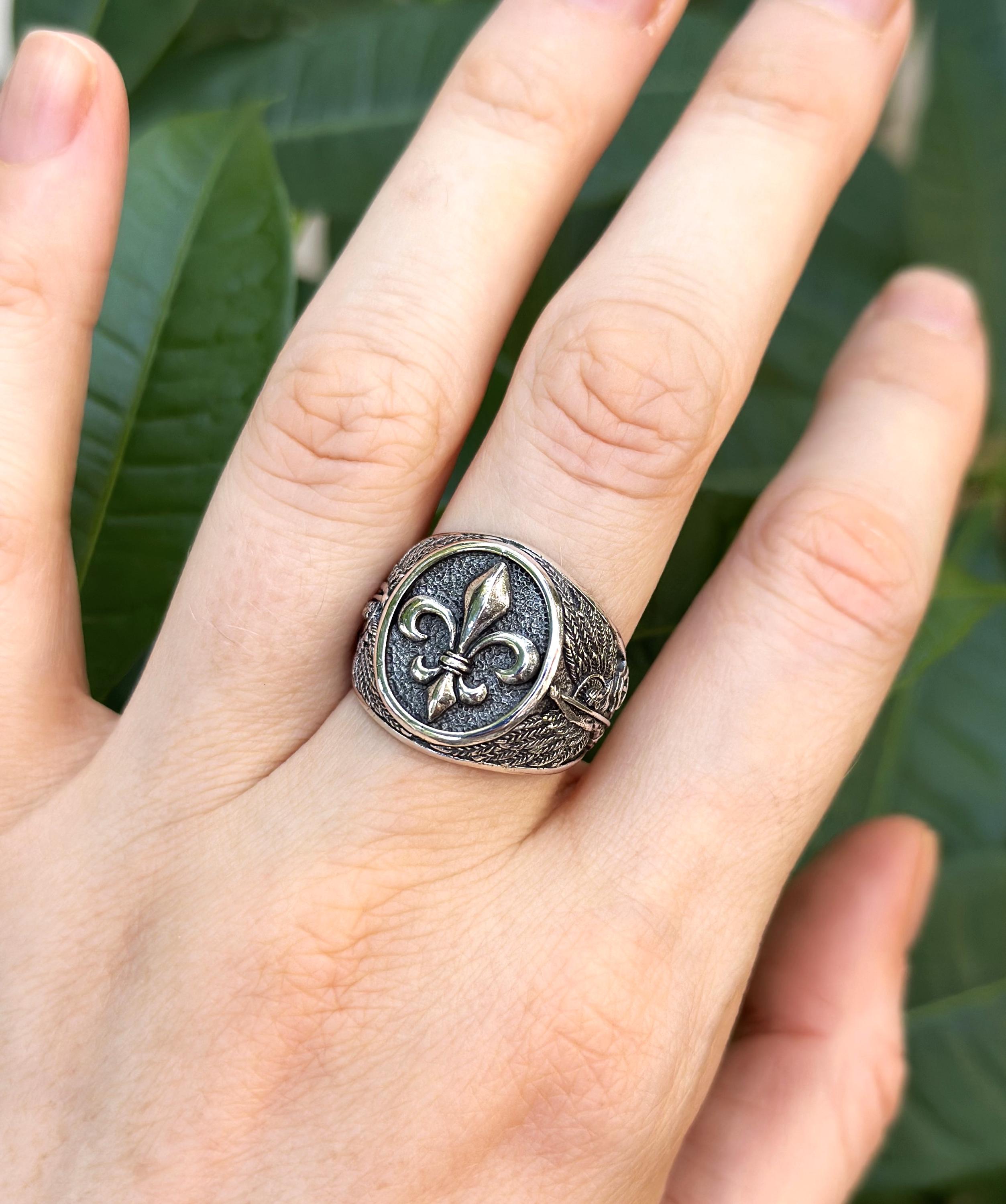 Fleur De Lis Ring 925 STERLING SILVER Royal Lily Archangel Michael