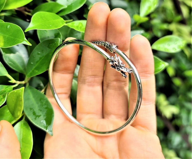 Ouroboros Bracelet STERLING SILVER 925 Dragon eating Tail Ancient Symbol Talisman Amulet Good Luck image 4