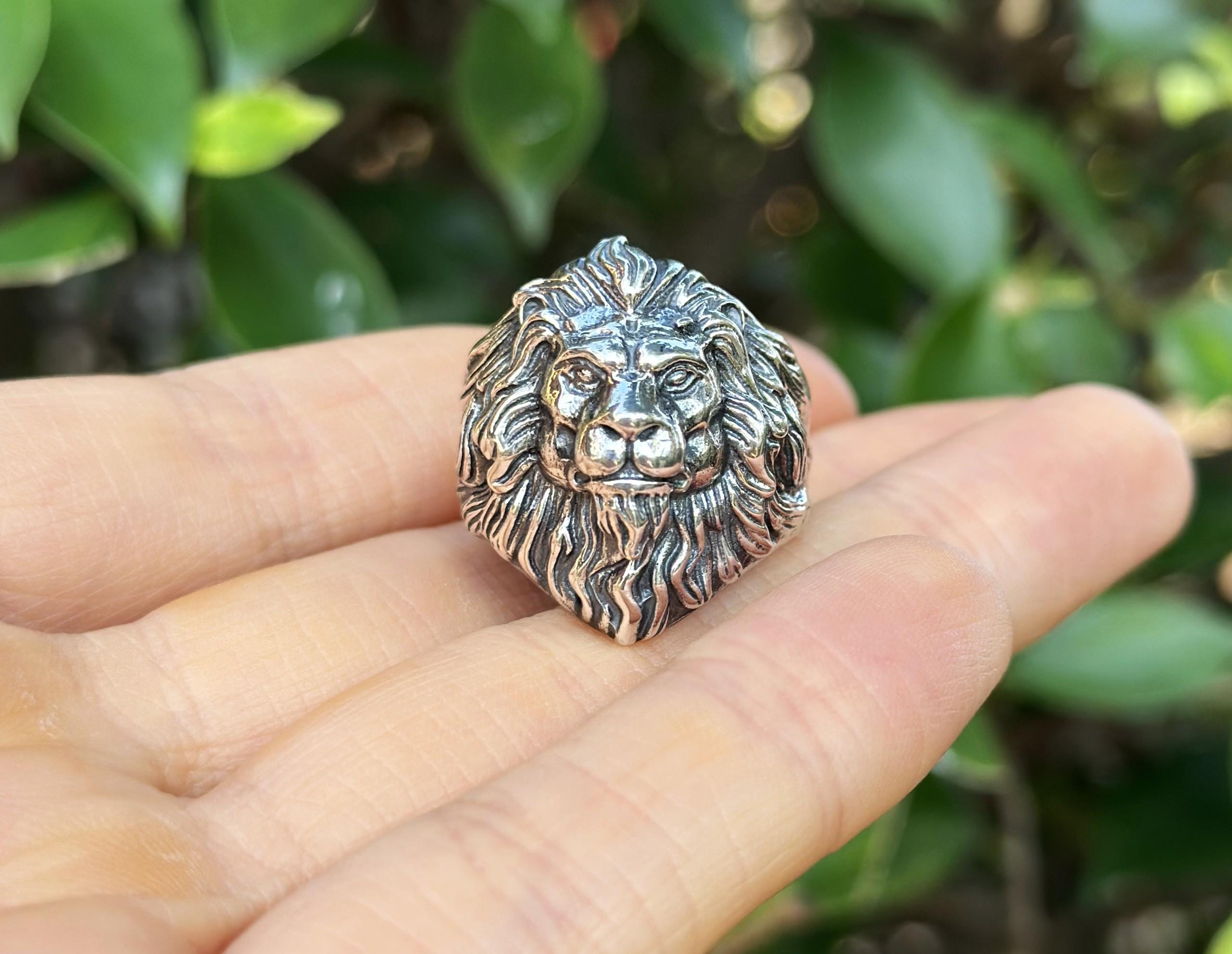 Lion Ring 925 STERLING SILVER Massive LION Head Royal Power Leo