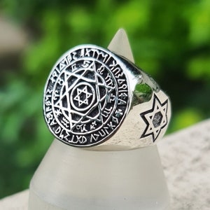 Solomon Hexagram Ring 925 STERLING SILVER David Star Zodiac Kabbalah Hermetic Sacred Symbol Talisman Protective Amulet Shield of David