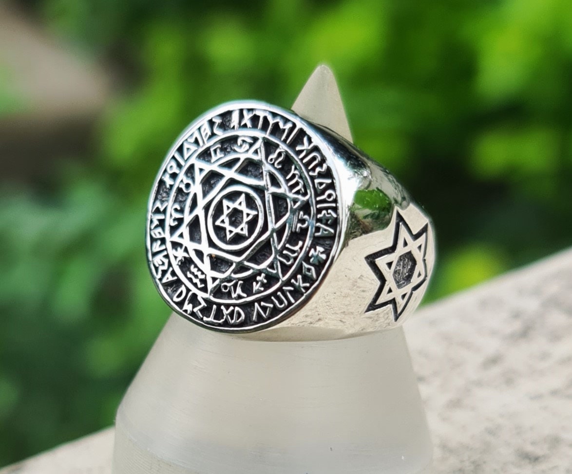 ソロモン六芒星リング 925 スターリングシルバー デイビッド星座 