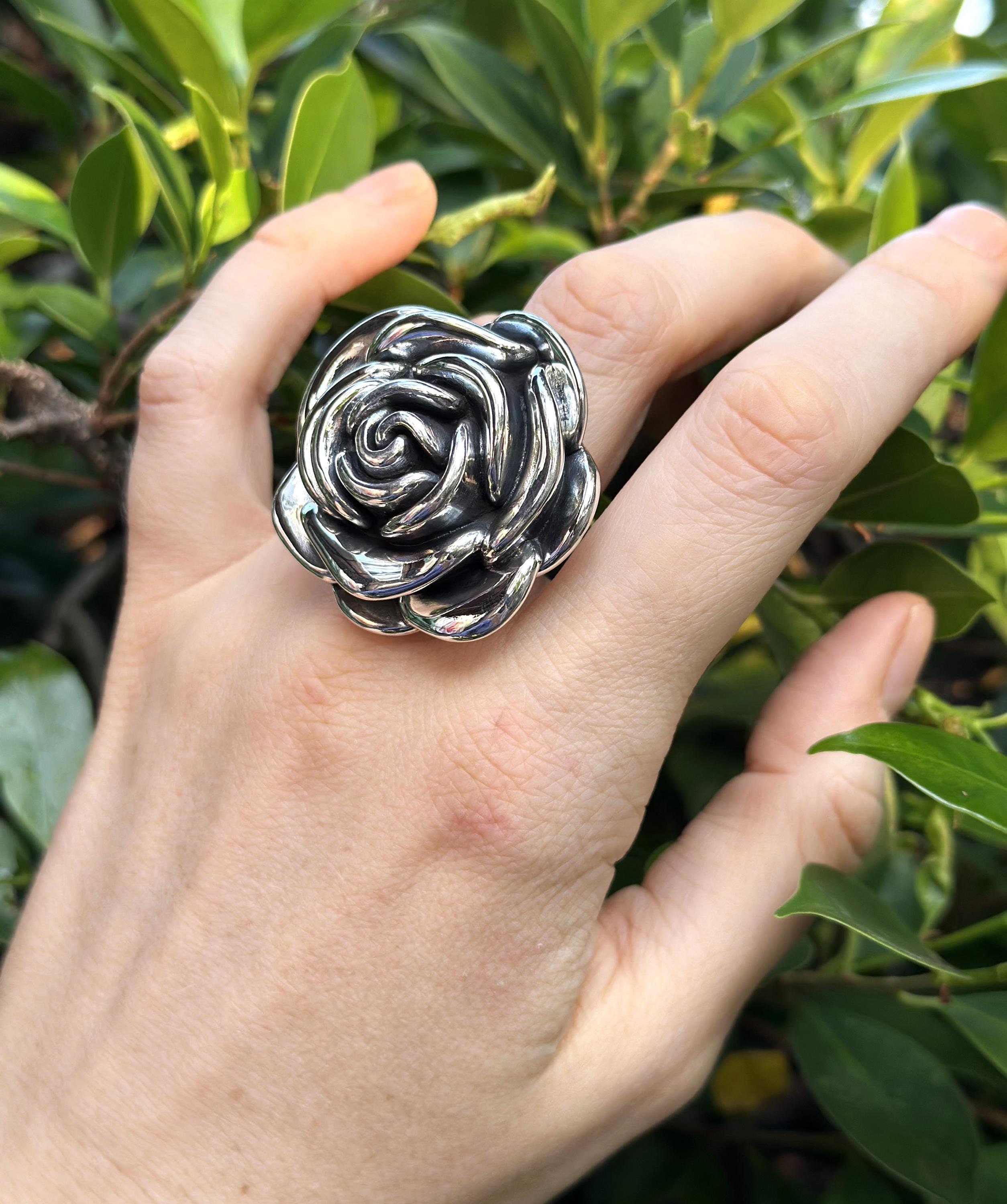 Silver 925 Rose Flower Design ブローチ Silver Flower Brooch - Etsy