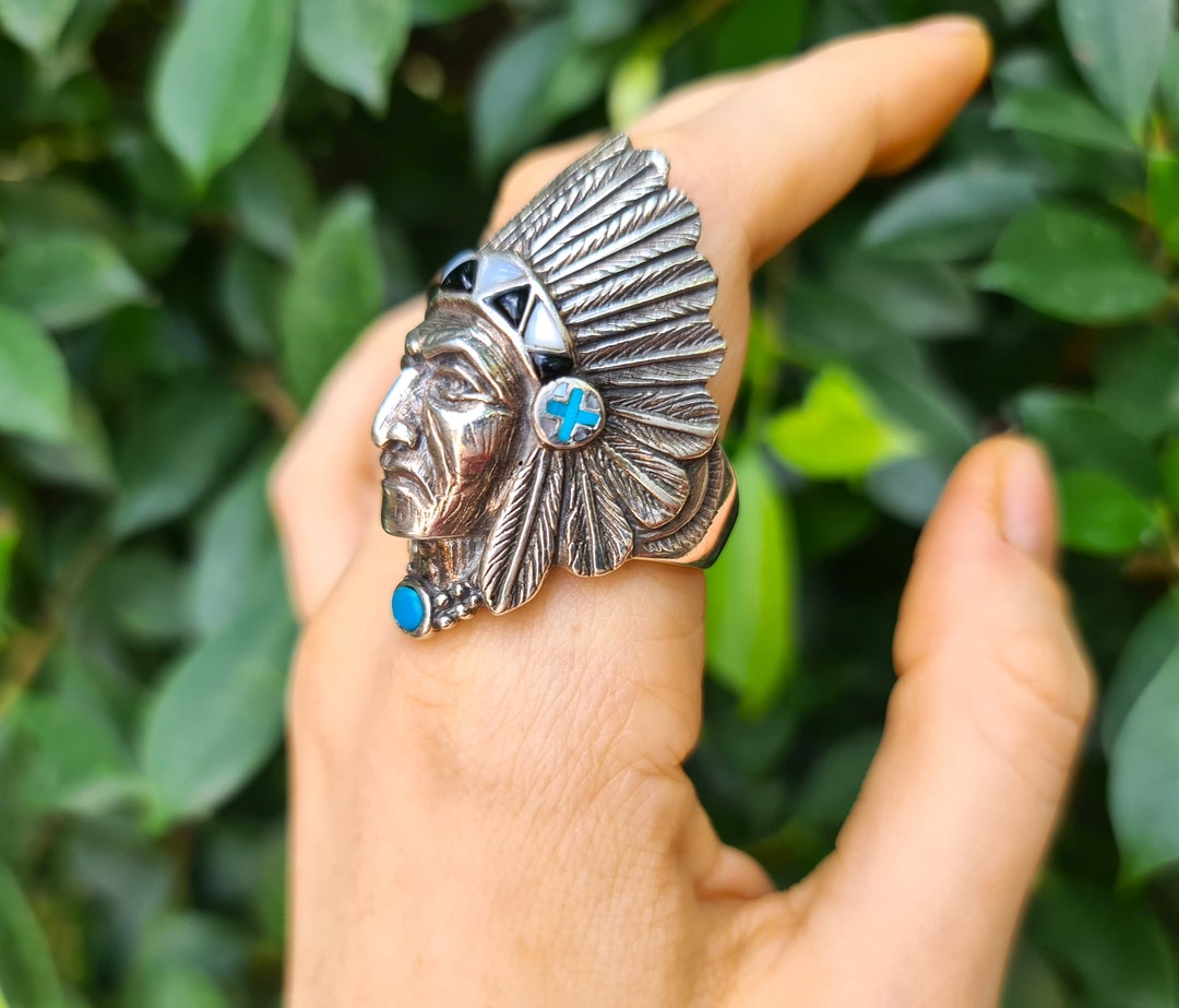 American Indian 925 STERLING SILVER Turquoise Black Onyx American Indian 925 STERLING SILVER Turquoise Black Onyx