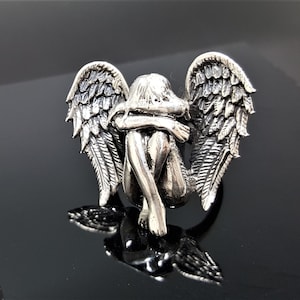 Angel Ring 925 STERLING SILVER Weeping Fairy Elf Butterfly Angel Wings Exclusive Gift Silver Celestial Talisman