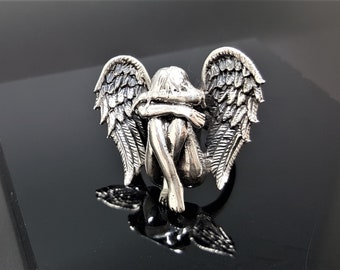 Angel Ring 925 STERLING SILVER Weeping Fairy Elf Butterfly Angel Wings Exclusive Gift Silver Celestial Talisman