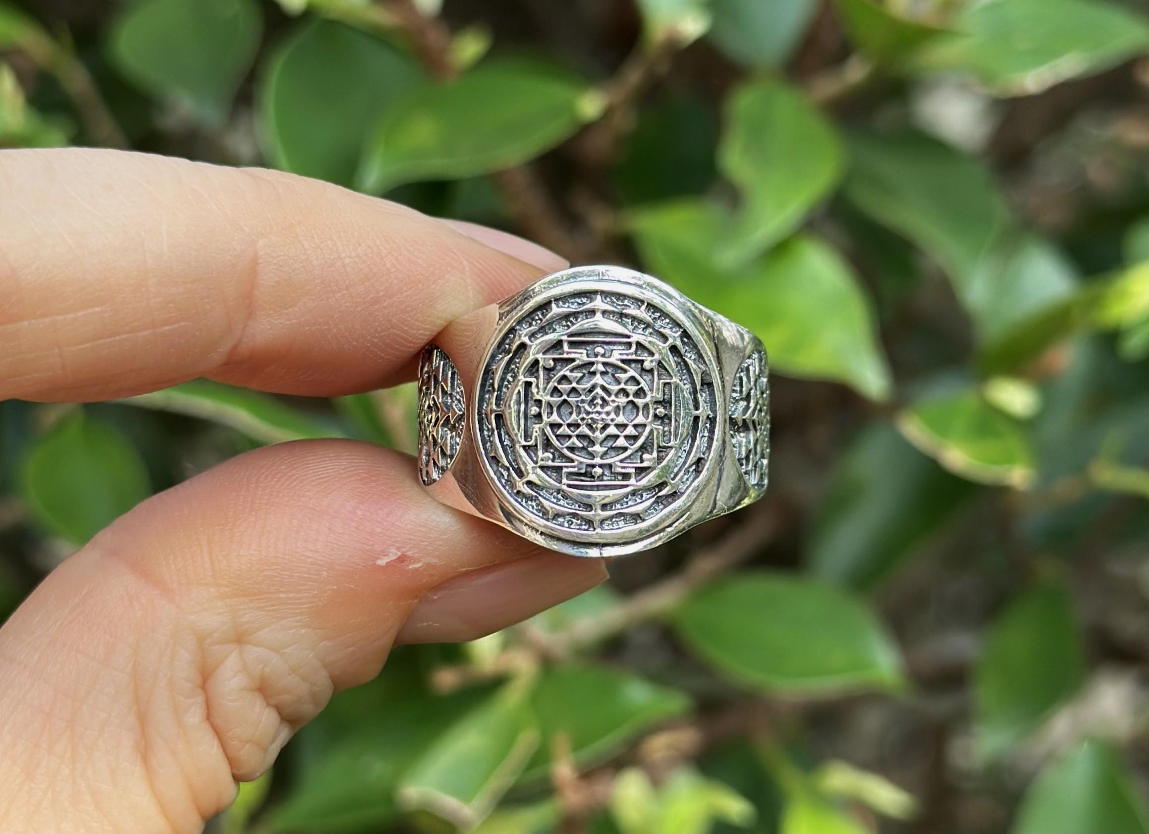 Yantra Ring STERLING SILVER 925 Shri Yantra Sacred Symbol Geometry