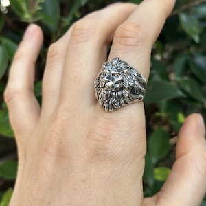 Lion Ring 925 STERLING SILVER Massive LION Head Royal Power Leo Lion King Royal Talisman image 8