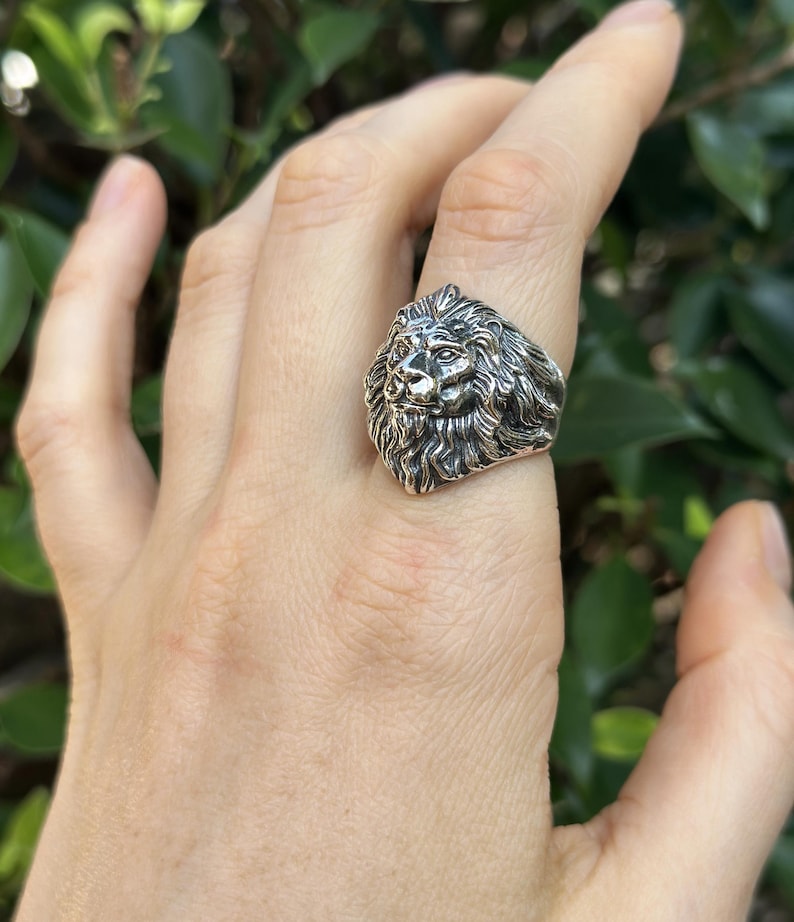 Lion Ring 925 STERLING SILVER Massive LION Head Royal Power Leo Lion King Royal Talisman image 8