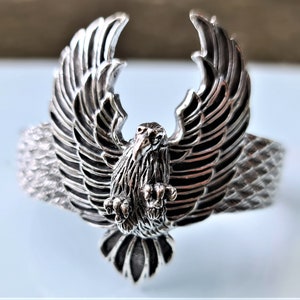 Adler Manschette Armband STERLING SILVER 925 Adler Flügel Symbol der großen Stärke Führung & Vision Indianer Totem Spirit Talisman