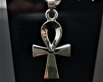 Ankh Pendentif 925 Sterling Argent Égyptien Clé de vie Croix Sacré Symbole Talisman Amulette Pendentif /Charm