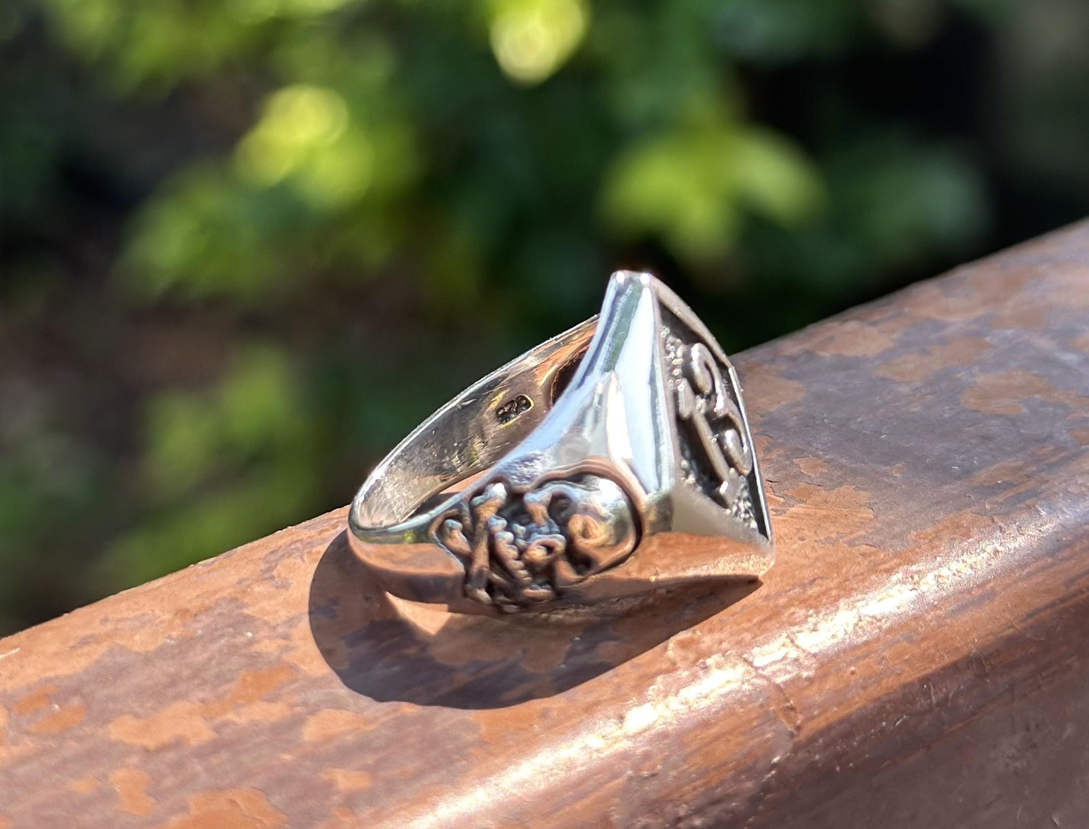 Lucky Number 13 Ring 925 STERLING SILVER Skull and Bones Winner