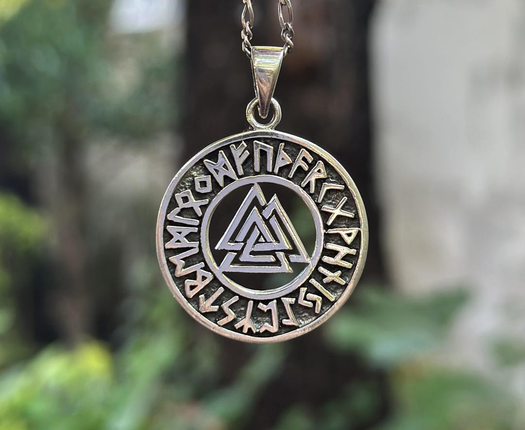 Valknut Runic Pendant STERLING SILVER 925 Viking Runes Norse Odin ...
