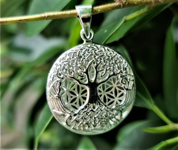 Tree of Life 3D Pendant STERLING SILVER 925 Flower of Life