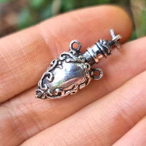 Perfume Bottle Pendant STERLING SILVER 925 Amphora Shape Locket Fragrance Perfume/Essential Oil 3D Locket/Pendant Minimalist Urn image 9