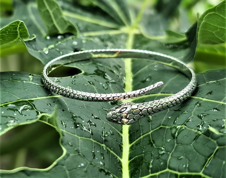 Snake Bangle STERLING SILVER 925 Snake Bracelet Cleopatra Etsy