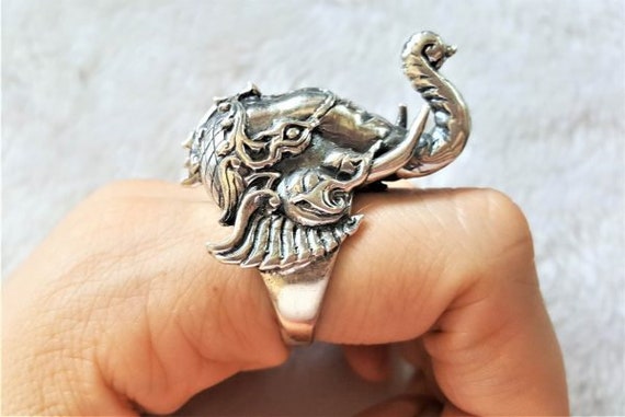 Amazon.com: VU HAI Vintage God Of Wealth Elephant Ring Men's Stainless  Steel National Style India Ring Men Women Lucky Ring Jewelry : Clothing,  Shoes & Jewelry