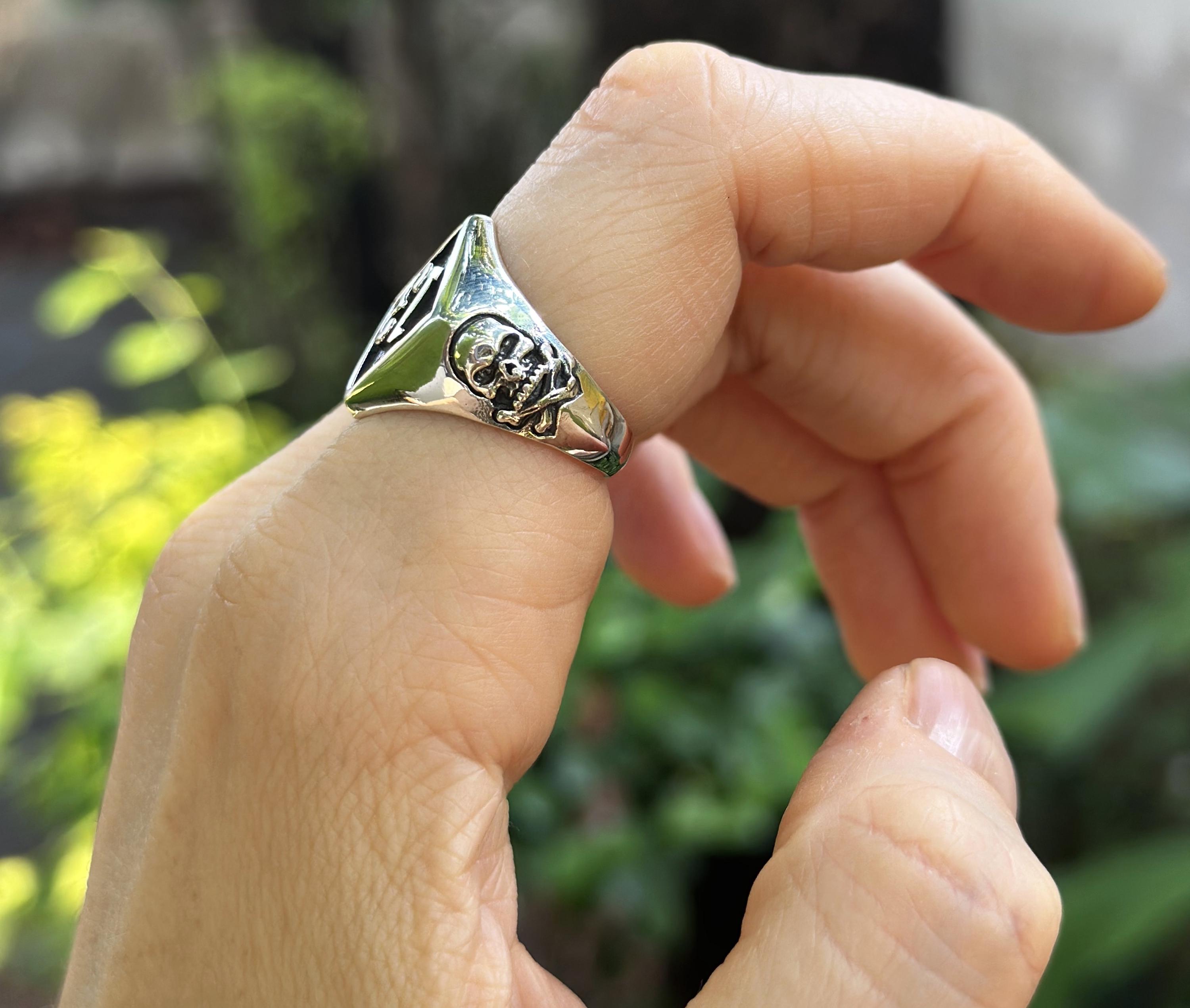 Lucky Number 13 Ring 925 STERLING SILVER Skull and Bones Winner