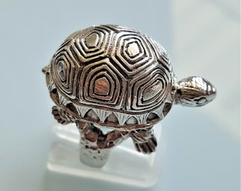 Turtle Ring STERLING SILVER 925 Tortoise Sea Turtle Ocean Totem Animal  Good Luck Gift Talisman Amulet