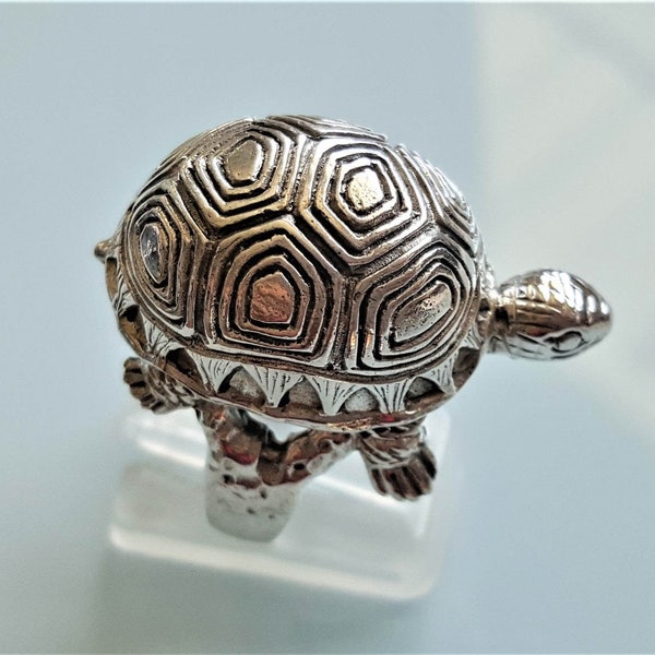 Turtle Ring STERLING SILVER 925 Tortoise Sea Turtle Ocean Totem Animal  Good Luck Gift Talisman Amulet