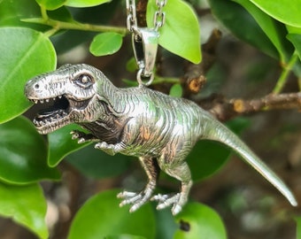 Dinosaur Pendant 925 STERLING SILVER Tyrannosaurus Rex T-Rex Large Heavy Exclusive Design 25 grams