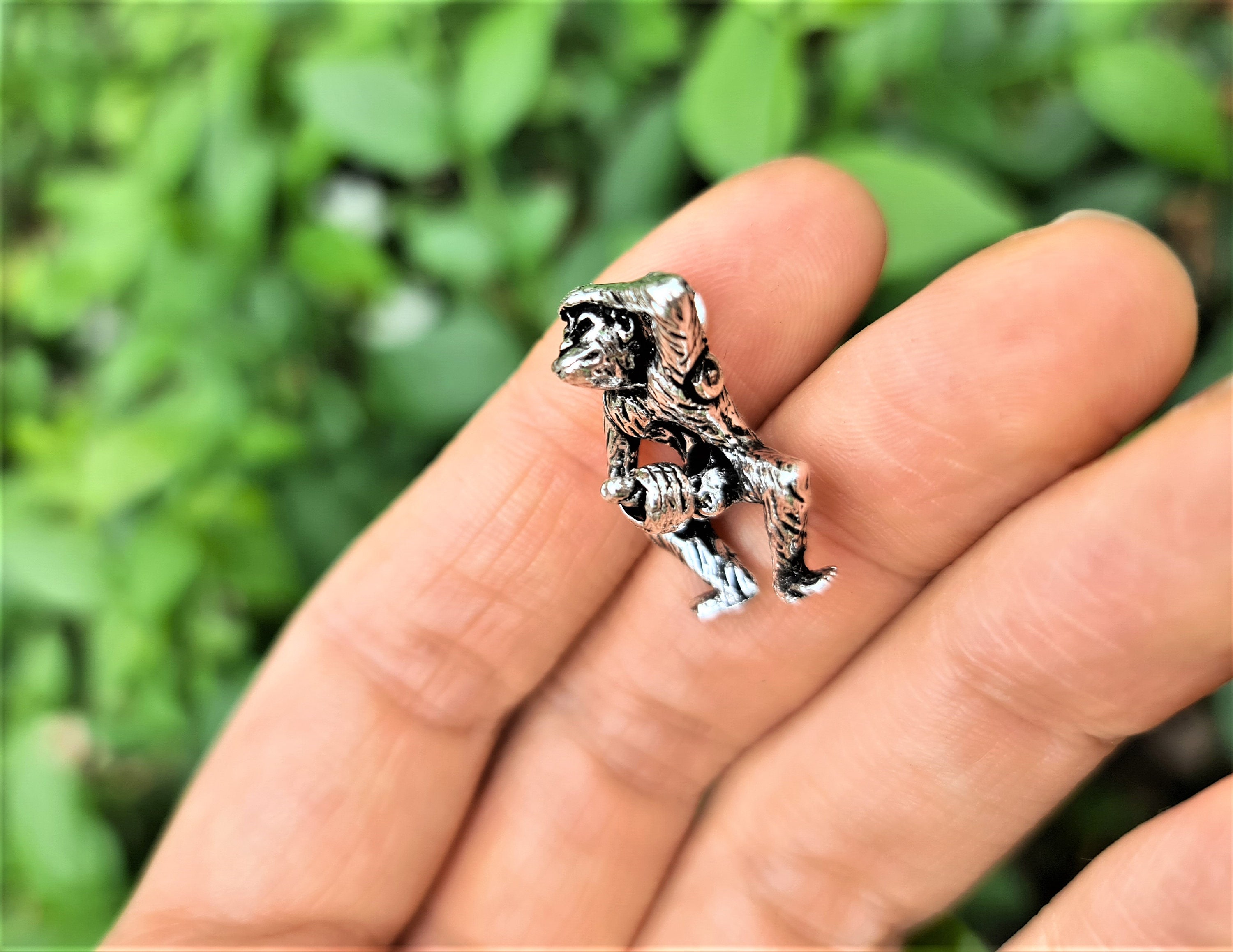 925 Sterling Silver Cute Animal Heart CZ Wise Monkey Hold